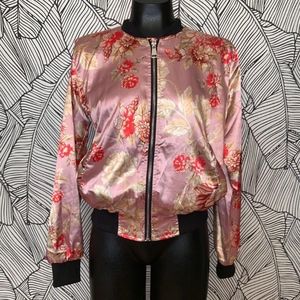 Pink Floral Bomber Jacket
